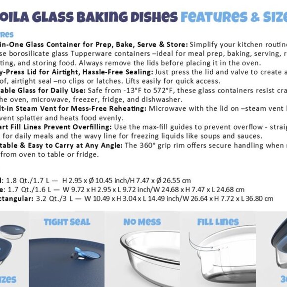 New Tupperware Voila™ Round Glass Food Essential Container all-in-one! - Picture 9 of 10